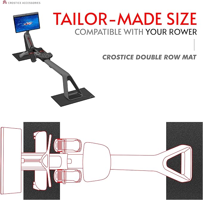 Double Mat Compatible with Peloton Bike, Row & Concept 2 Rowing Machine, Thickness 6mm, Bike Trainer Accessories, Mat Protect Hardwood Floor Carpet, for Home Gym Exercise