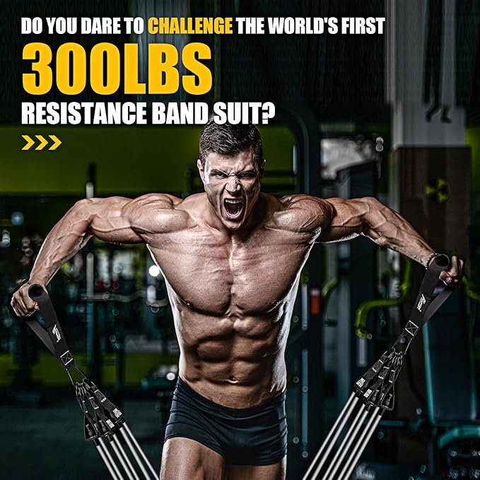 HPYGN Heavy Resistance Bands, 300LBS Exercise Bands for Working Out, Fitness Bands with Handles, Workout Bands for Men, Weight Bands Set for Muscle Training, Strength, Slim, Yoga, Home Gym Equipment