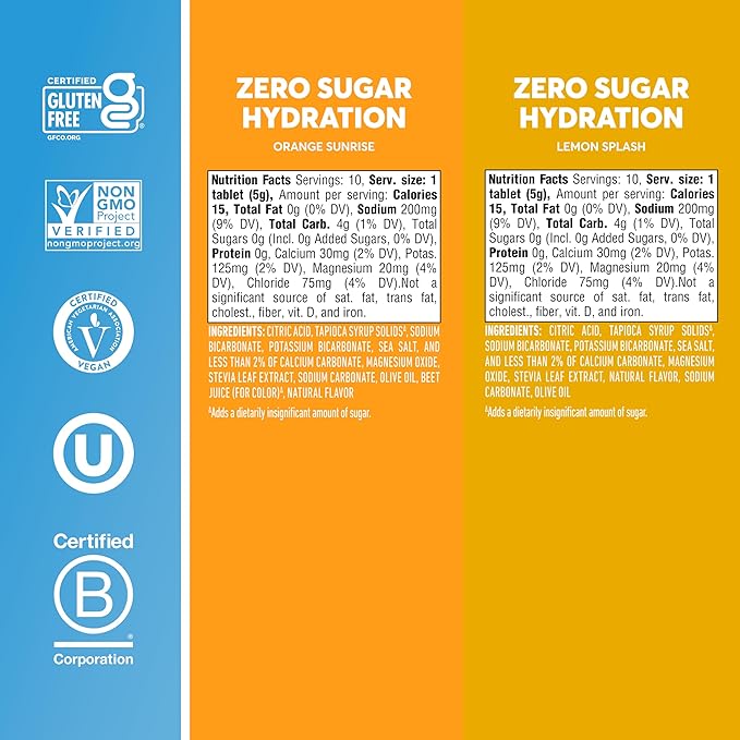 Nuun Zero Sugar Hydration Electrolyte Tablets - Sodium, Potassium, Chloride, Calcium, Magnesium, Light & Delicious Fruit Flavors, No Sugar, Gluten Free, Vegan, Mixed Citrus 4 Pack (40 Servings Total)