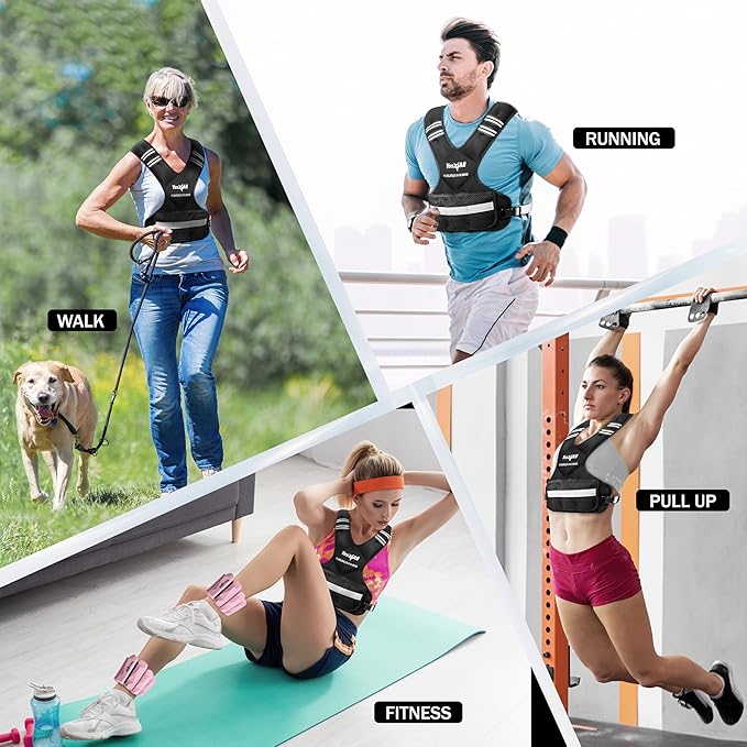 Yes4All Adjustable Weighted Vest 11-32lbs with Reflective Strip, Large Weight Vest for Strength Training for Men & Women