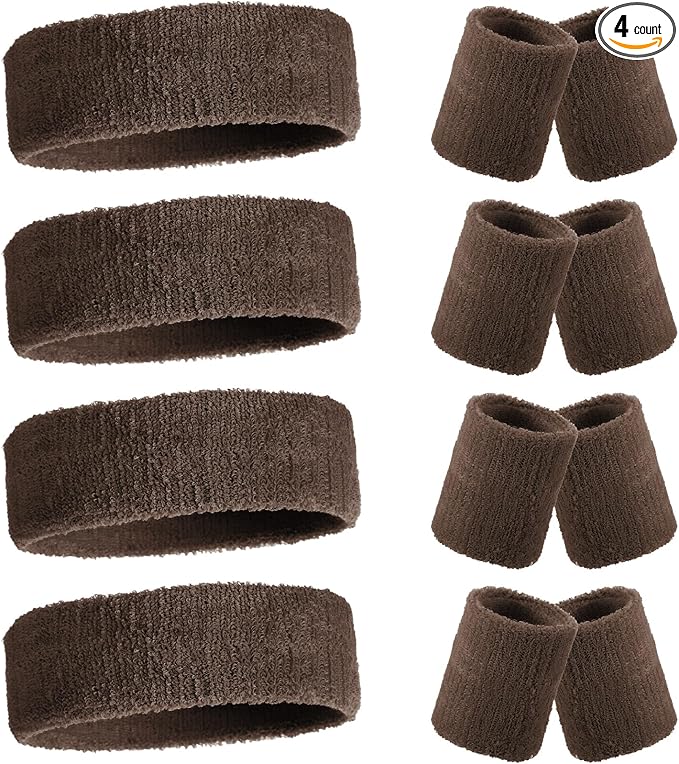 Civaner 12 Pcs 80s 90s Sweatbands Neon Headbands Wristbands for Men Women Party Sports Cotton Headbands Terry Cloth Athletic Sweat Bands for Tennis Football Gym Workingout Accessories