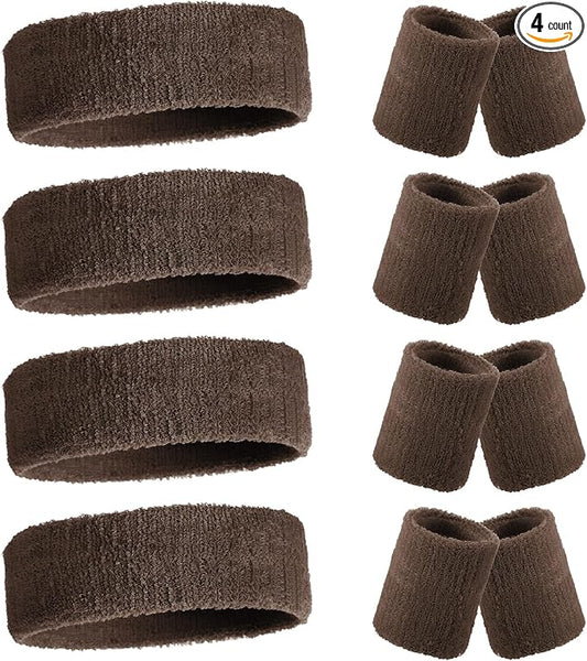 Civaner 12 Pcs 80s 90s Sweatbands Neon Headbands Wristbands for Men Women Party Sports Cotton Headbands Terry Cloth Athletic Sweat Bands for Tennis Football Gym Workingout Accessories