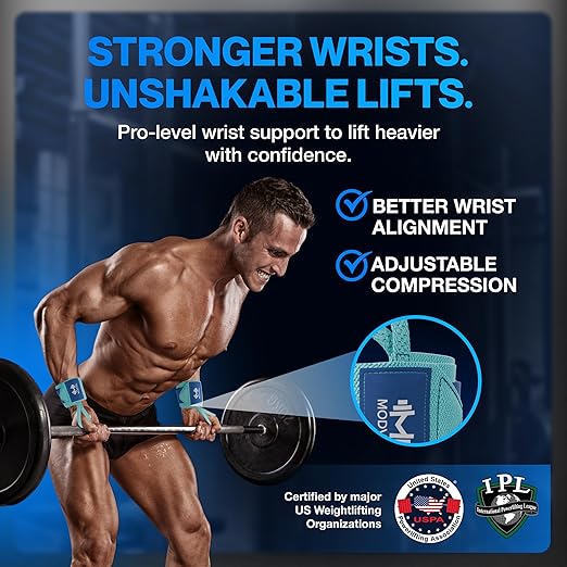 Modvel Adjustable Wrist Wraps for Gym & Lifting – Thick, Breathable Support Straps for Wrist Stability, Comfort & Grip – Ideal for Weight Training, CrossFit & Gym Workouts – Royal Blue (2-Pack)