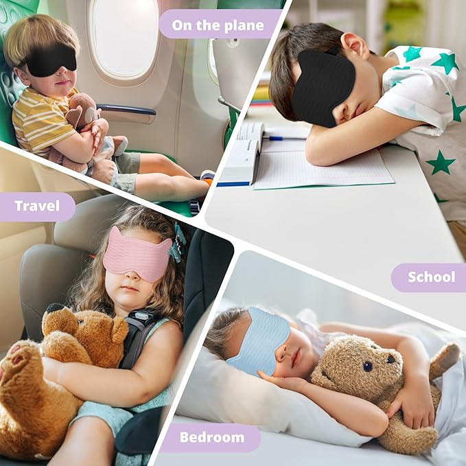 3D Kids Sleep Eye Mask: 3D Contoured Cup Sleeping Masks, Blindfold Sleep Eye Cover with Adjustable Strap, Memory Foam Lightweight Night Eyeshade for Boys Girls Teens (Purple)