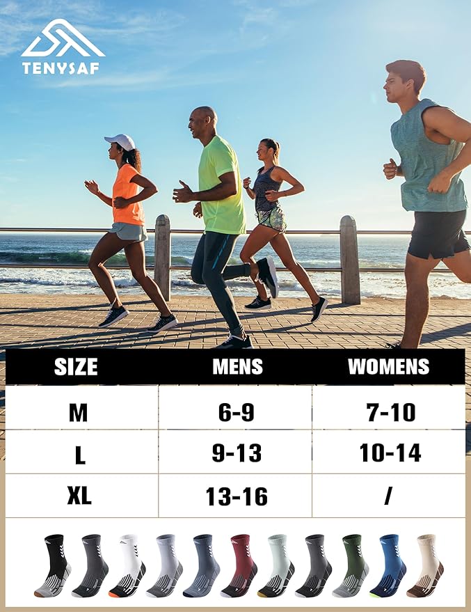 Compression Crew Running Socks: Athletic Socks for Men Women with Cushion,3 Pairs Work Hiking Basketball Sport Socks