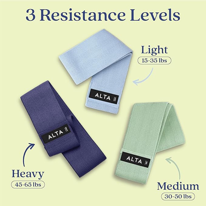 ALTA Booty Bands for Women - Premium Non-Slip Fabric Resistance Bands for Working Out - Cloth Resistance Bands for Legs, Fabric Exercise Bands, Leg Bands for Working Out Women, Looped Hip Bands Set