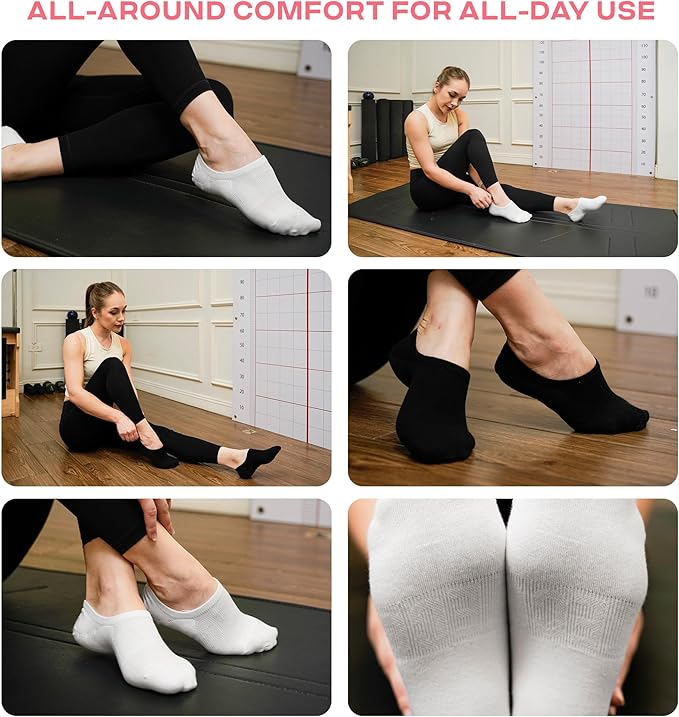 CoolMate Pilates Socks with Grips for Women, Yoga Socks, Crew Non Slip Women for Workout, Barre, Pilates Gifts