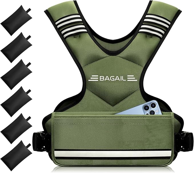 BAGAIL Adjustable Weighted Vest, 4-10lb/12-18lb/20-32lb Rucking Vest for Women & Men with 6 Weights & Large Pocket, Weight Vest for Home Workouts, Running, Walking and Strength Training