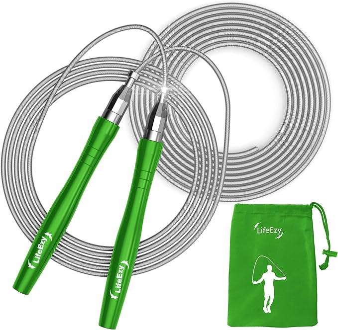 Jump Rope, High Speed Weighted Jump Rope - Premium Quality Tangle-Free - Self-Locking Screw-Free Design - Jump Ropes for Fitness - Skipping Rope for Workout Fitness, Crossfit & Home Exercises