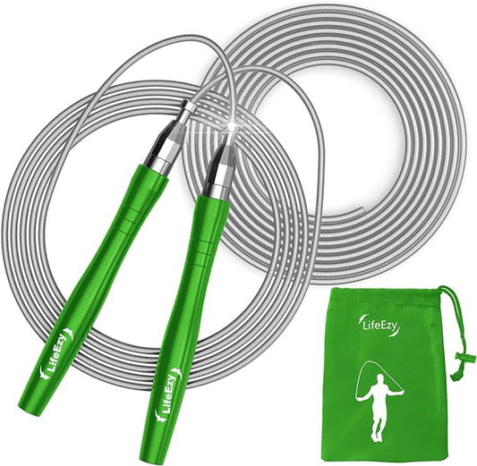 Jump Rope, High Speed Weighted Jump Rope - Premium Quality Tangle-Free - Self-Locking Screw-Free Design - Jump Ropes for Fitness - Skipping Rope for Workout Fitness, Crossfit & Home Exercises