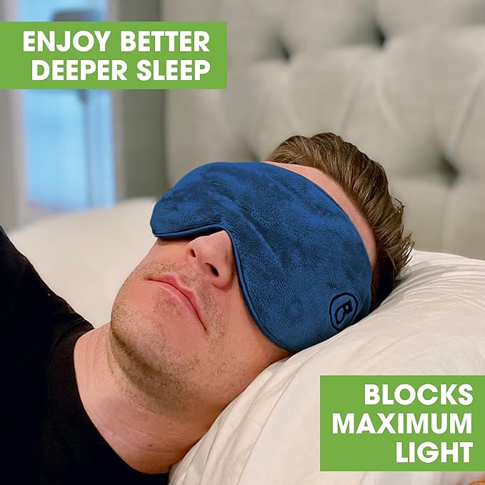 BARMY Weighted Sleep Mask (0.8lb/13oz, 5 Colors) Weighted Eye Mask for Sleeping, Eye Cover That Blocks Out Light to Help Relaxation and Night Sleep, Comfortable Blackout Sleeping Mask, Navy Blue