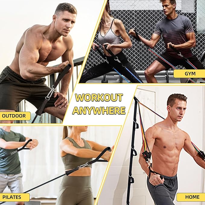 Door Anchor Strap and Resistance Bands for Working Out with Handles, Strength Training Equipment Exercise Bands for Full Body Workout, Non-Slip Multi Point Attachment for Home Gym Fitness