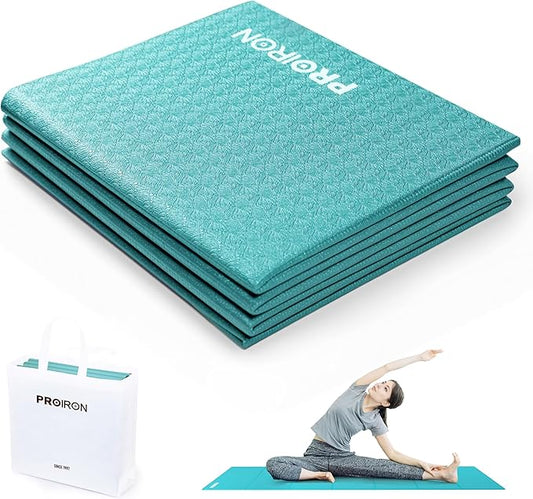 PROIRON Foldable Yoga Mat 0.24"/0.16" for Home Workout & Travel, Non Slip Travel Yoga Mats with Carry Bag, Packable Yoga Mat for Home Gym, Pilates, Fitness,Stretching