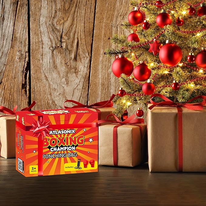 Inflatable Boxing Toy for Boys Age 4-8-12, Standing Kick Dummy, Karate Taekwondo Equipment, Fun Active Game, Birthday Party for Kids, Durable Punch Box Set