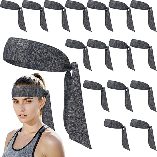 ONUPGO 18Pcs Head Ties for Men Women, Adjustable Headbands Sports Sweatband Ninja Ties Head Band, Sweat Wicking Workout Headband for Sports, Running, Tennis, Yoga, Soccer, Karate