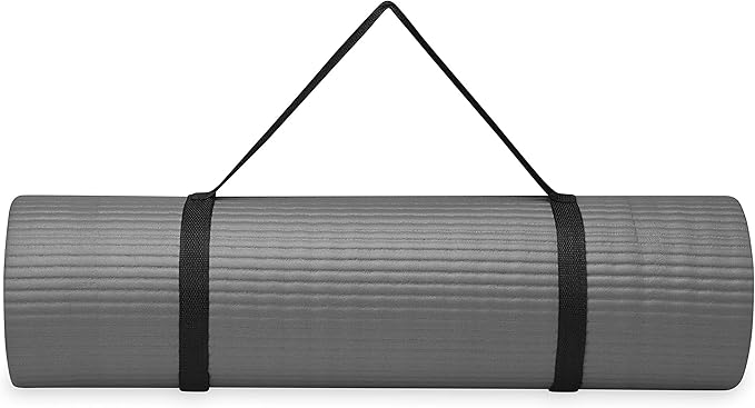 Gaiam Essentials Thick and Thin Yoga Mat Fitness & Exercise Mat with Easy-Cinch Carrier Strap