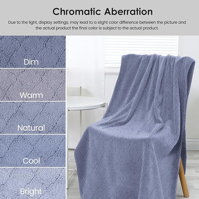 JML Microfiber Bath Towels, Oversized, Ultra Soft, Super Absorbent and Fast Drying, No Fading Large Bathroom Towel Set for Sport, Travel, Fitness, SPA and Yoga (Coral Fleece - Blue, 30 in x 60 in)