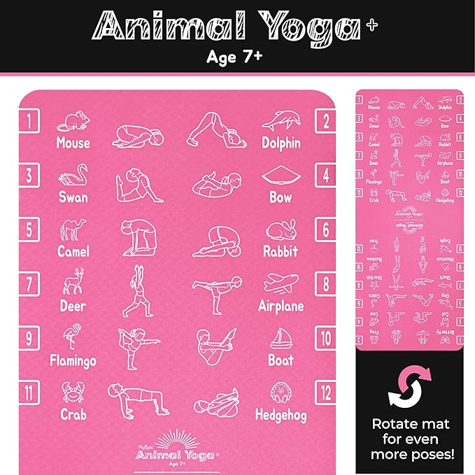 Plyopic Kids Yoga Mat - Non-Slip Lightweight TPE Exercise Mat - Ideal for Boys & Girls (Ages 3-12), Toddlers & Children in Kindergarten, Preschool, School. PVC Free. 6mm Thick. Carry Strap