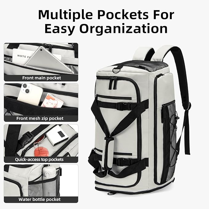 CLUCI Gym Bag for Men & Women, 35L Sports Duffle Bag for Travel,4 in 1 Weekender Bag,Overnight Backpack with Shoe Compartment,Carry on Duffel Bag for Airplane