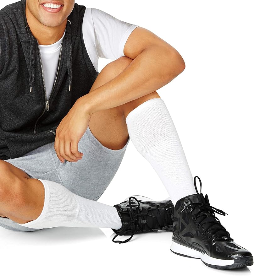 Diamond Star Men's 6 Pack Athletic Tube Socks Running Sports OVER THE CALF Full Cushioned Premium Soft Cotton Big and Tall