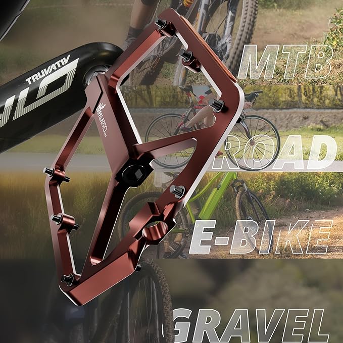 Flat Bike Pedals with Reflectors CNC Aluminium 9/16” – MTB Pedals with Extra Wide Platform and Removable Anti-Slip Pins – Lightweight Pedals for Mountain Bike & Road Bike 294 g