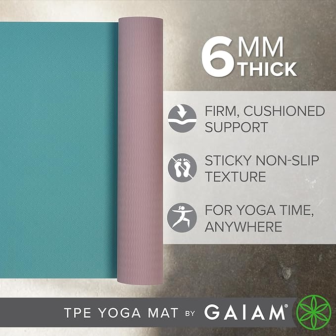 Gaiam Yoga Mat Performance TPE Exercise & Fitness Mat for All Types of Yoga, Pilates & Floor Exercises