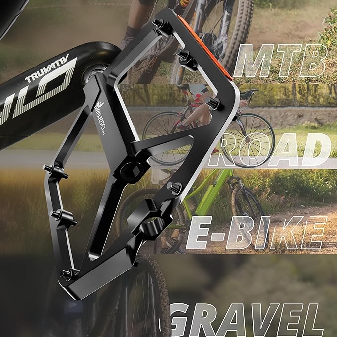 Flat Bike Pedals with Reflectors CNC Aluminium 9/16” – MTB Pedals with Extra Wide Platform and Removable Anti-Slip Pins – Lightweight Pedals for Mountain Bike & Road Bike 294 g