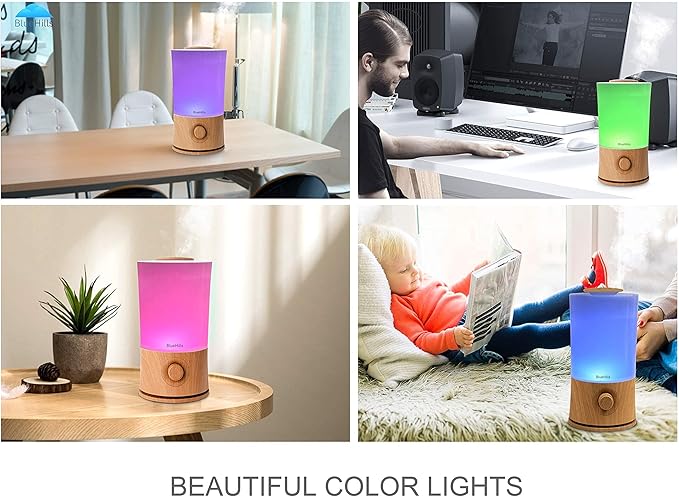 BlueHills Premium 2000 ML XL Large Essential Oil Diffuser Aromatherapy Humidifier for Large Room Home 40 Hour Run Huge Coverage Area 2 Liter Extra Large Capacity Huge Diffuser Wood Grain E005