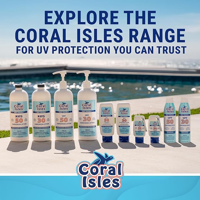 Coral Isles SPF 50 Sunscreen Spray - Hawaii Compliant - Oxybenzone & Octinoxate Free - Broad Spectrum - Water Resistant, 6 Fl Oz (Pack of 2)