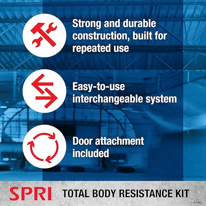 SPRI Resistance Band Kit - Resistance Training Interchangeable Tubes for Full Body Toning - Includes 5 Exercise Bands, Ankle/Wrist Strap with Padded Handles, Door Anchor, Exercise Guide, Carry Bag