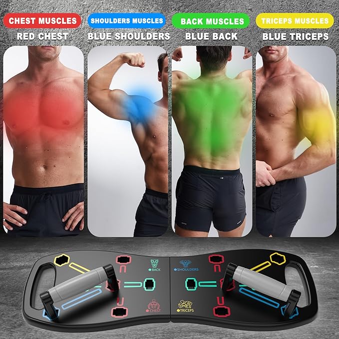 HOTWAVE Push Up Board, Portable Pushup Board for Men, Foldable Push-up Board, Multifunctional Push Up Board 20 in 1 at Home Gym, Pushup Handles for Chest Muscle Exercise Strength Training Equipment