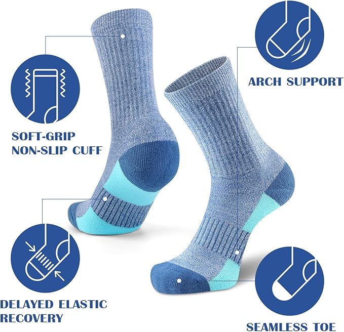 Gonii Women Socks Hiking Running Thick Cushion Athletic Crew Socks 5-Pair