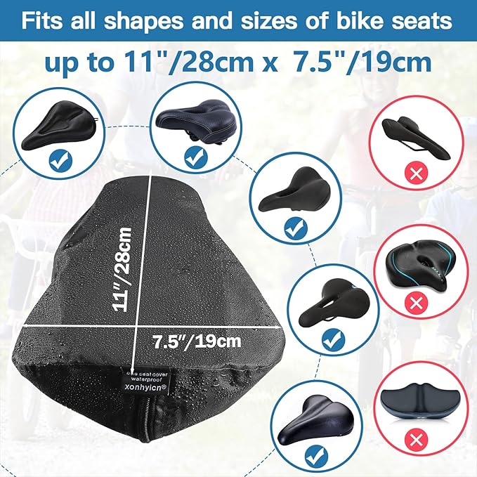 New Bicycle Seat Cushion Waterproof UV Protection Unisex for Gym Bike Mountain Bike Road Bike with Protective Lock Durable Rain Dustproof Cover