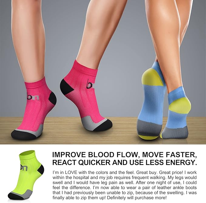 CHARMKING Compression Socks for Women & Men Circulation 15-20 mmHg is Best for Athletic Running Cycling Nurse Daily Wear