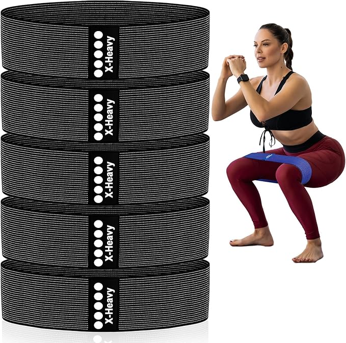 Resistance Bands for Working Out - Exercise Bands Set with Workout Guide - Fabric Elastic Bands for Physical Therapy - Fitness Bands Ideal for Legs Hip Glute