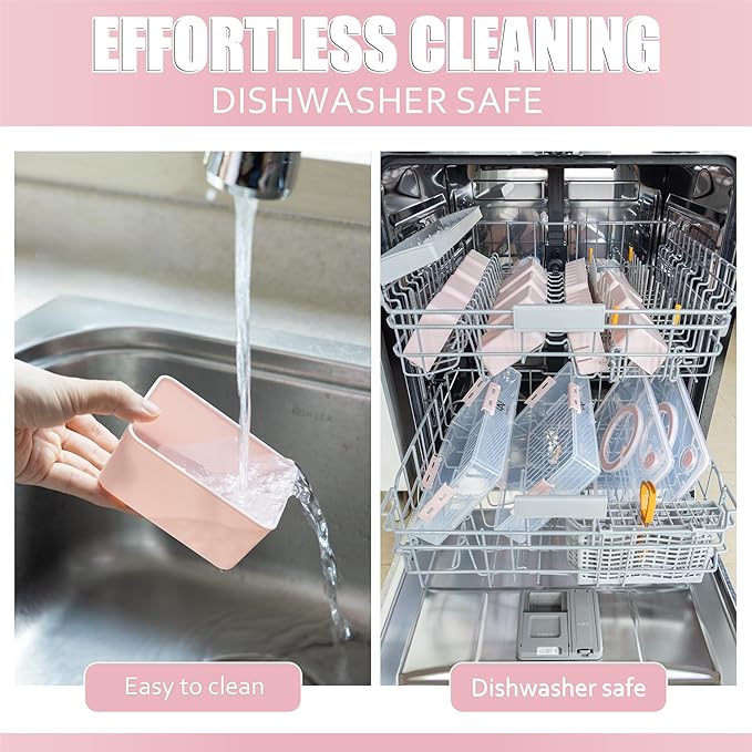 Stackable Snackle Box Container with 2 Lids - BPA-Free Snackle box Organizer, Dishwasher & Microwave Safe Reusable Snacklebox for Veggies, Fruits, Charcuterie, Snacks (Pink, 2 Pack)