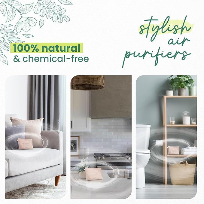 Roonin Activated Charcoal Odor Absorber - Bamboo Charcoal Air Purifying Bag - Activated Charcoal Bags Odor Absorber Packets - Home Deodorizer Odor Eliminator (2-pack)