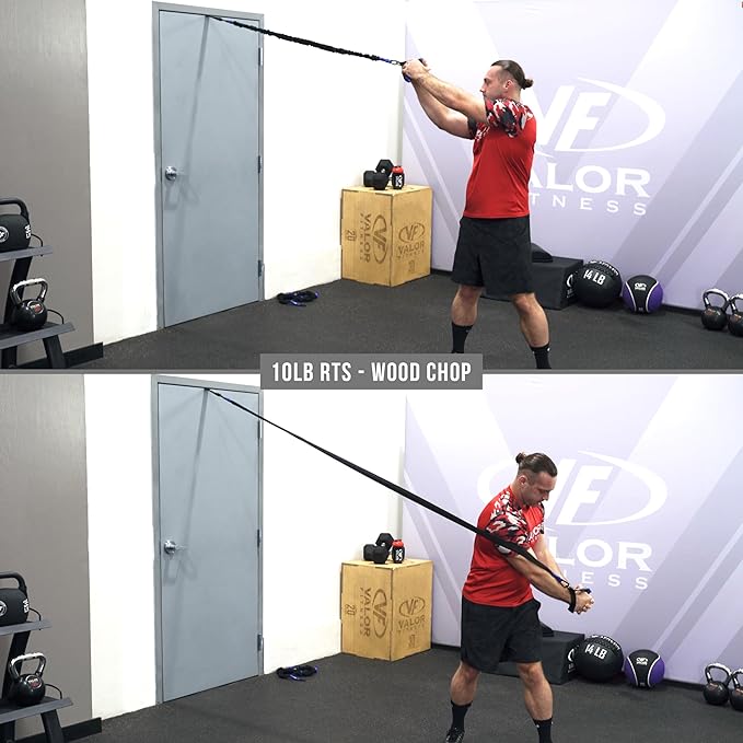 Valor Fitness Resistance Bands - 5lb to 25lbs - Carabiners Attached & 2 Bands per Weight Option with Handles– Sheath Covered - Strength Training New Compact 39" Design - Wall Door Rack Mount Options