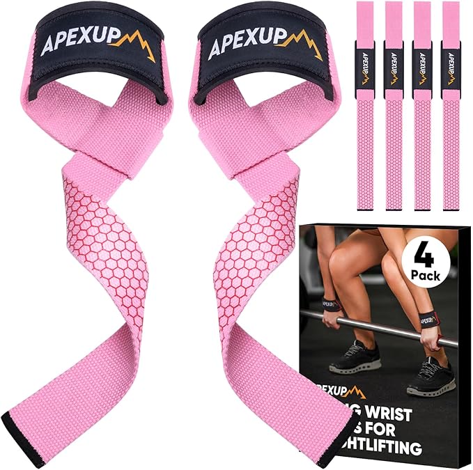 APEXUP Weight Lifting Straps for Weightlifting, Lifting Wrist Straps Gym, Deadlift Strap, Anti Slip Silicone Weightlifting Strap Men Women Powerlifting, Strength Training