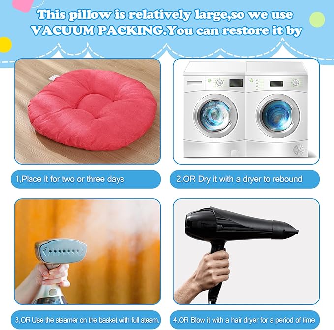 Fumete 8 Pcs 16 Inch Round Floor Cushions for Kids and Toddlers, Flexible Seating Classroom Furniture Floor Pillow for Home, Daycare, Preschool, Yoga and Meditation (Simple)