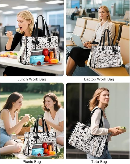 CAMTOP Lunch Tote Bag for Women,15.6 Inch Laptop Work Bag with Insulated Lunch Compartment,Water Resistant