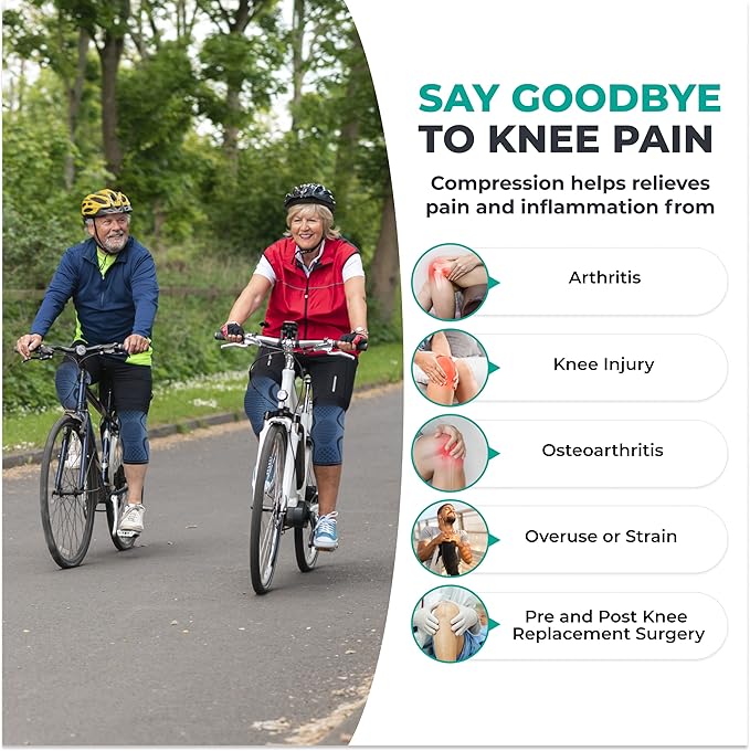 Modvel 2 Pack Knee Brace for Women & Men - Workout Knees Compression Sleeve for Knee Pain Relief Joint Support for ACL, Arthritis, Meniscus Tear Knees Brace for Sports, Rodilleras para Gym Fitness