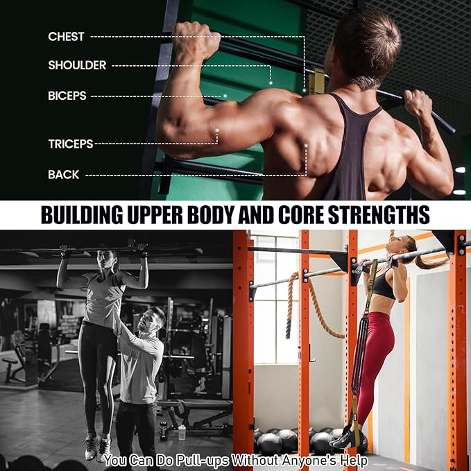 Pull Up Assistance Bands 260lbs, Heavy Pull Up Bands Resistance Bands for Pull Ups Working Out with Feet Rest, Pull Up Bar Bands Assistance Bands Strength Training Workout Equipment, Height Adjustable