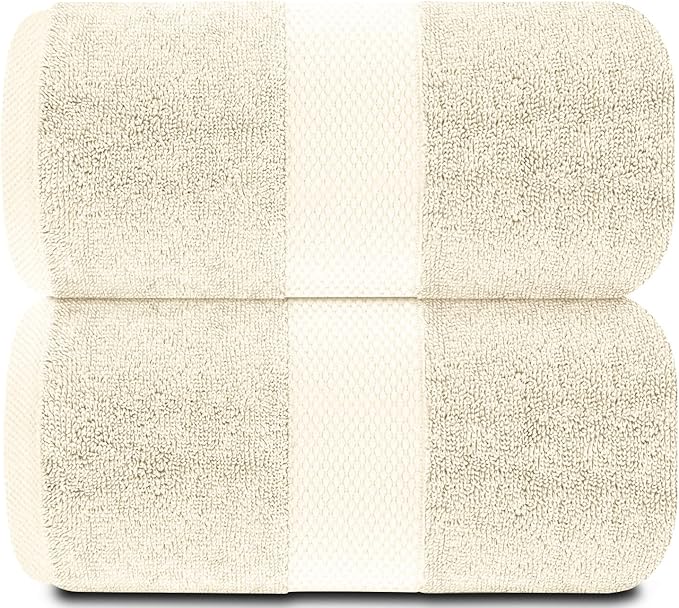 White Classic Luxury Soft Ivory Bath Sheet Towels - 650 GSM Cotton Luxury Bath Towels Extra Large 35x70 | Highly Absorbent and Quick Dry | Hotel Collection Extra Large Bath Towels Oversized, 2 Pack