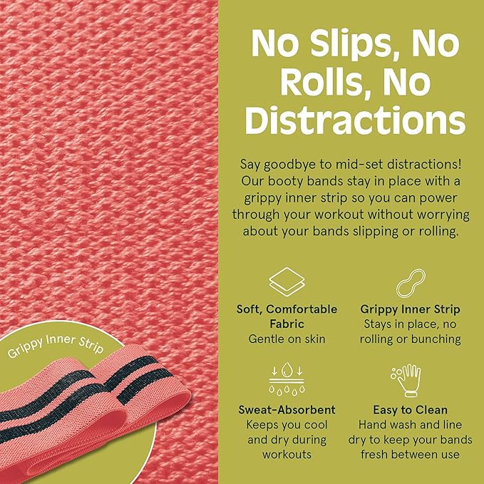 Retrospec Engage Booty Bands Resistance Band Set for Working Out & Exercise - Lightweight & Portable for Men & Women