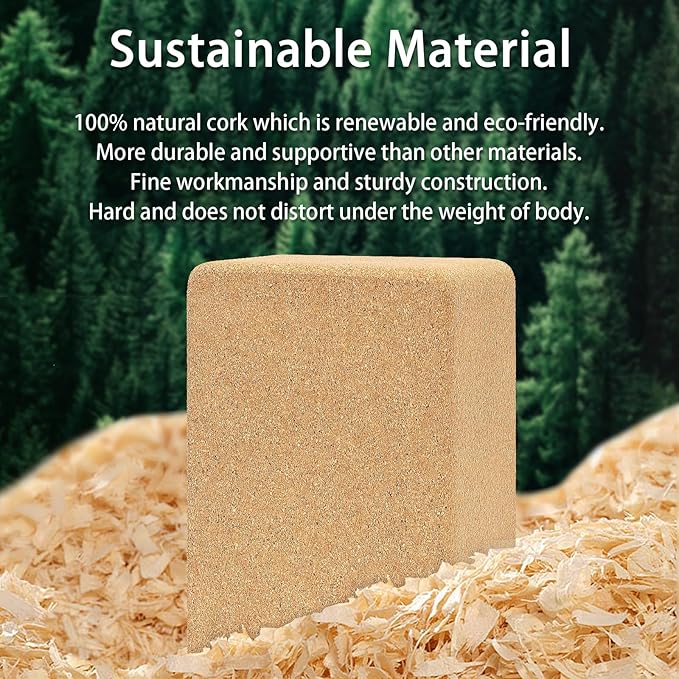 Hatha Yoga Cork Yoga Block, Natural Cork from Portuguese, Premium Brick, Eco-Friendly Yoga Accessories for Yoga, Pilates & Stretching