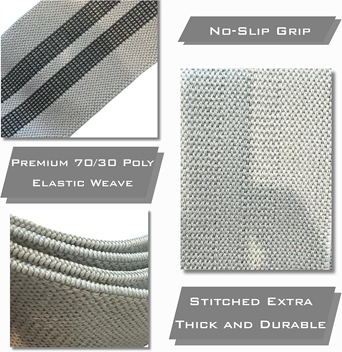 Fabric Resistance Bands, Non-Slip Hip Circle Bands for Glute Workouts, Yoga, Set of 3 with mesh Carrying Bag. (Light, Medium, Heavy)