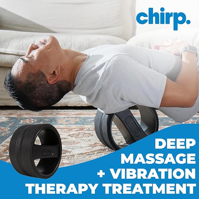 Chirp Wheel Pro Vibrating Massage Roller - 3 Speed Electric Massager for Back Pain Relief & Muscle Therapy, Workout Recovery, Physical Therapy, Yoga Massage | High Density Foam, 8" Black Up to 500 lbs
