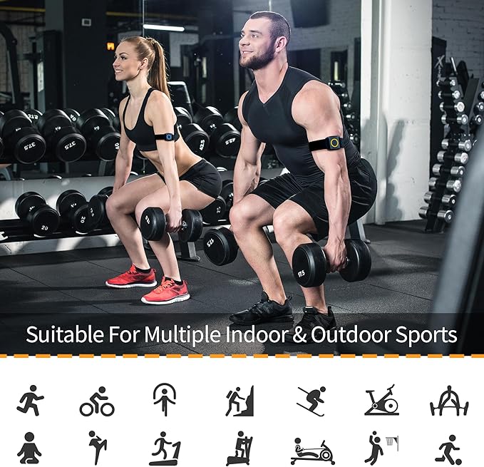 EZON C022Pro Heart Rate Monitor Armband with ANT+ & Bluetooth, LED HR Zone Indicator Lights,3ATM Waterproof, Adjustable Arm Strap for Running Cycling Gym, Compatible with Peloton/Wahoo/Strava