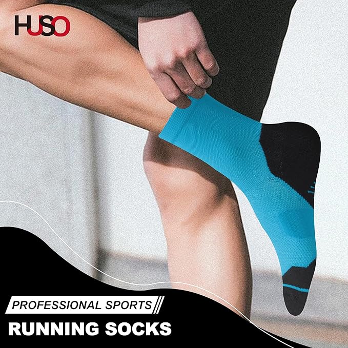 HUSO Compression Ankle Running Socks: Athletic Socks for Men Women with Cushion,Work Hiking Basketball Sport Socks 3 Pairs